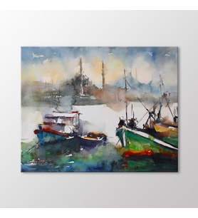 Arty Tablo Suluboya Tekneler ve İstanbul Tablo (Karışık)
