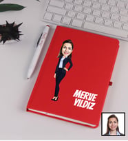 Kişiye Özel Karikatürize Bankacı Defter Kalem Seti Kırmızı 91346