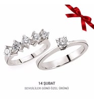 0.20 Karat Tektaş ve 0.40 Karat Beştaş Birarada Pırlanta Yüzük 18 Ayar Altın