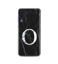 Samsung A50 Siyah Mermer Harf Tasarımlı Telefon Kılıfı O-Harfi 