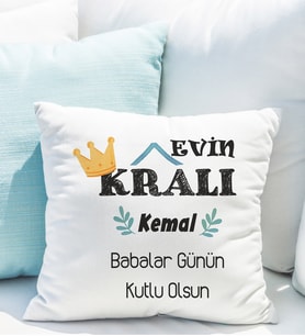 Babalar Günü Evin Kralı Yastığı Kişiye Özel