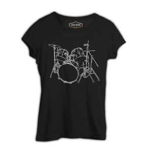 Drummer - Bateri Siyah Kadın Tshirt