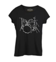 Drummer - Bateri Siyah Kadın Tshirt