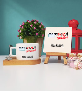 Radyoloji Teknikeri Ahşap Altlıklı Fincan ve Dekoratif Taş Baskı Seti