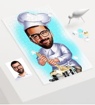 BK Gift Kişiye Özel Bay Aşçı Karikatür 240 Parça A3 Puzzle  1