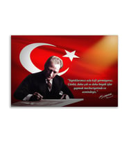 ''Güner Ofis''  Atatürk Tablosu Deri Üzerine Kanvas Tablo 80x130