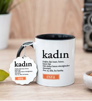 Kadın Kelime Anlamı Siyah Kupa Bardak Ve Anahtarlık Set