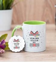 Doğum Günü Hediyesi Yeşil Kupa Bardak Ve Anahtarlık Set