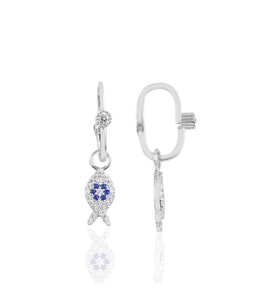 Söğütlü Silver Gümüş rodyumlu taşlı balık göçmen küpe