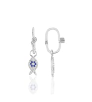 Söğütlü Silver Gümüş rodyumlu taşlı balık göçmen küpe