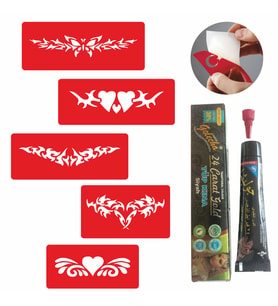 Kalp Kanat Dövmesi Kına ve Şablon Seti Tattoo