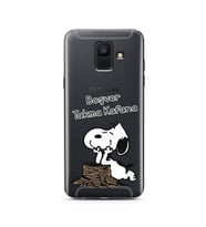 Snoopy Tasarımlı Süper Şeffaf Silikon Telefon Kılıfı Samsung A6 (2018)