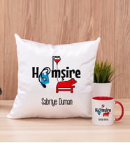 Hemşire Kare Yastık ve Kırmızı Kupa Bardak