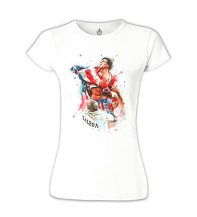 Rocky Balboa - Bayrak Beyaz Bayan Tshirt