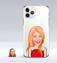 BK Gift Kişiye Özel Bayan Karikatürlü iPhone 11 Pro İnce Şeffaf Silikon Telefon Kapağı-33 (Beyaz)