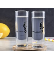BK Gift Kişiye Özel Renkli Baskılı Atatürk Temalı İkili Vodka Bardağı-21 (Beyaz)