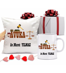 Avukat Kupa Bardağı ve Yastığı Hediye Seti (Model 1)