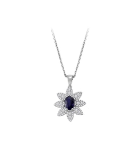 Sirius Pırlanta ve Oval Safir Taşlı Kolye 0704P0103