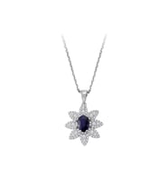 Sirius Pırlanta ve Oval Safir Taşlı Kolye 0704P0103