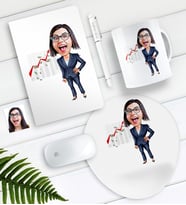 BK Gift Kişiye Özel Bayan Patron Karikatürlü Defter Kalem Kupa Mouse Pad Seti-1 (Model 1)