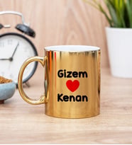 Sevgililere Özel İsim Yazılı Gold Kupa Bardak