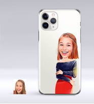 BK Gift Kişiye Özel Bayan Karikatürlü iPhone 11 Pro İnce Şeffaf Silikon Telefon Kapağı-12 (Beyaz)
