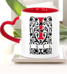 BK Gift Kişiye Özel I Harfi Kırmızı Kalpli Kupa Bardak Model 2