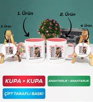 İkili Pembe Sevgiliye Sevgililer Günü Hediyesi 12 Kupa Bardak Anahtarlık