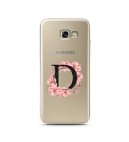 Pembe Çiçekli Harf Tasarım Süper Şeffaf Silikon Telefon Kılıfı Samsung A5 (2017)