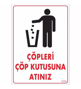 Pvc Levha quot;Çöpleri Çöp Kutusuna Atınızquot; 25*35 cm