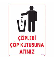 Pvc Levha quot;Çöpleri Çöp Kutusuna Atınızquot; 25*35 cm