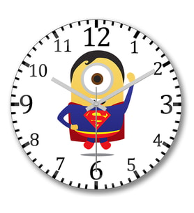 Minion Superman Duvar Saati Bombeli Gercek Cam