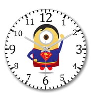 Minion Superman Duvar Saati Bombeli Gercek Cam