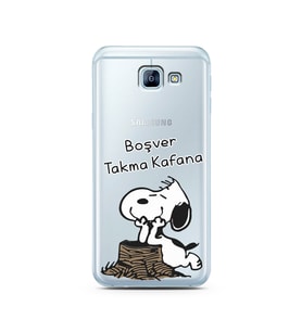 Snoopy Tasarımlı Süper Şeffaf Silikon Telefon Kılıfı Samsung A8 (2016)  