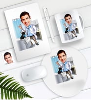 BK Gift Kişiye Özel Bay Veteriner Hekim Karikatürlü Defter Kalem Kupa Mouse Pad Seti (Model 1)