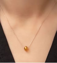 Papatya Silver Yuvarlak Bal Rengi Fasetli Gümüş Kolye
