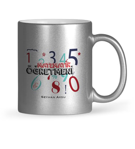 BK Gift Kişiye Özel Matematik Öğretmeni Gümüş Yaldızlı Kupa Bardak  4