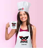 BK Gift Kişiye Özel Süper Anne Mutfak Önlüğü Aşçı Şapkası ve Kupa Seti - 1 (Beyaz)