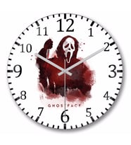 Scream  Ghost Face Duvar Saati Bombeli Gercek Cam