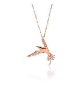 Söğütlü Silver Zirkon Taşlı martı Kolyesi