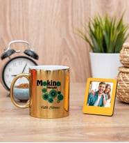 Makine Teknisyeni Gold Kupa Bardak ve Sarı Mini Fotoğraf Çerçevesi