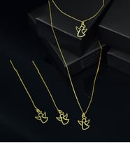 Papatya Silver 925 Ayar Gümüş Altın Kaplama Melek Kolye Küpe Bileklik Set