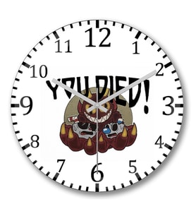 Cuphead 02 Duvar Saati Bombeli Gercek Cam