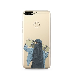 Kaykay Kız Tasarım Süper Şeffaf Silikon Telefon Kılıfı Huawei Honor 7C- y7 2018 