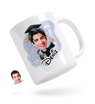 BK Gift Kişiye Özel Erkek Mezun Karikatürlü Beyaz Kupa Bardak-1