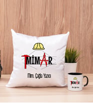 Mimar Kare Yastık ve Siyah Kupa Bardak