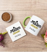Maden Mühendisi Yeşil Kupa Bardak Ve Bardak Altlığı Seti