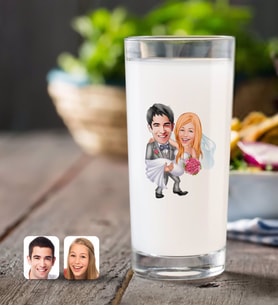 BK Gift Kişiye Özel Evleniyoruz Karikatürlü Rakı Bardağı-7 (Beyaz)
