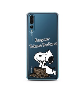 Snoopy Tasarımlı Süper Şeffaf Silikon Telefon Kılıfı Huawei P20 Pro 