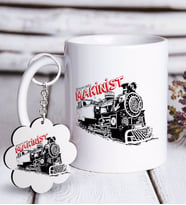 BK Gift Kişiye Özel Mesleki Makinist Beyaz Kupa ve Anahtarlık Hediye Seti (Model 1)